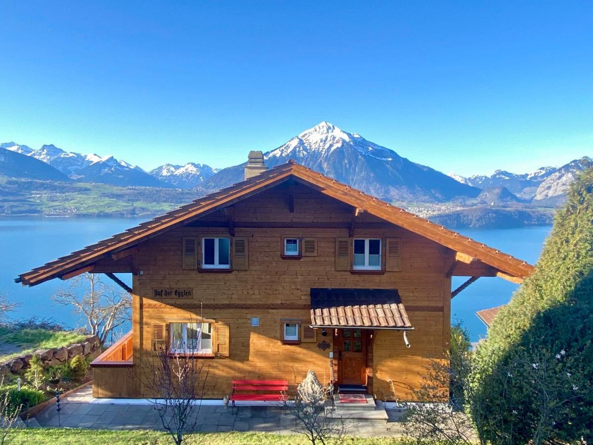 Chalet Egglen "Typical Swiss House, Best Views, Private Jacuzzi" Villa Sigriswil Exterior foto