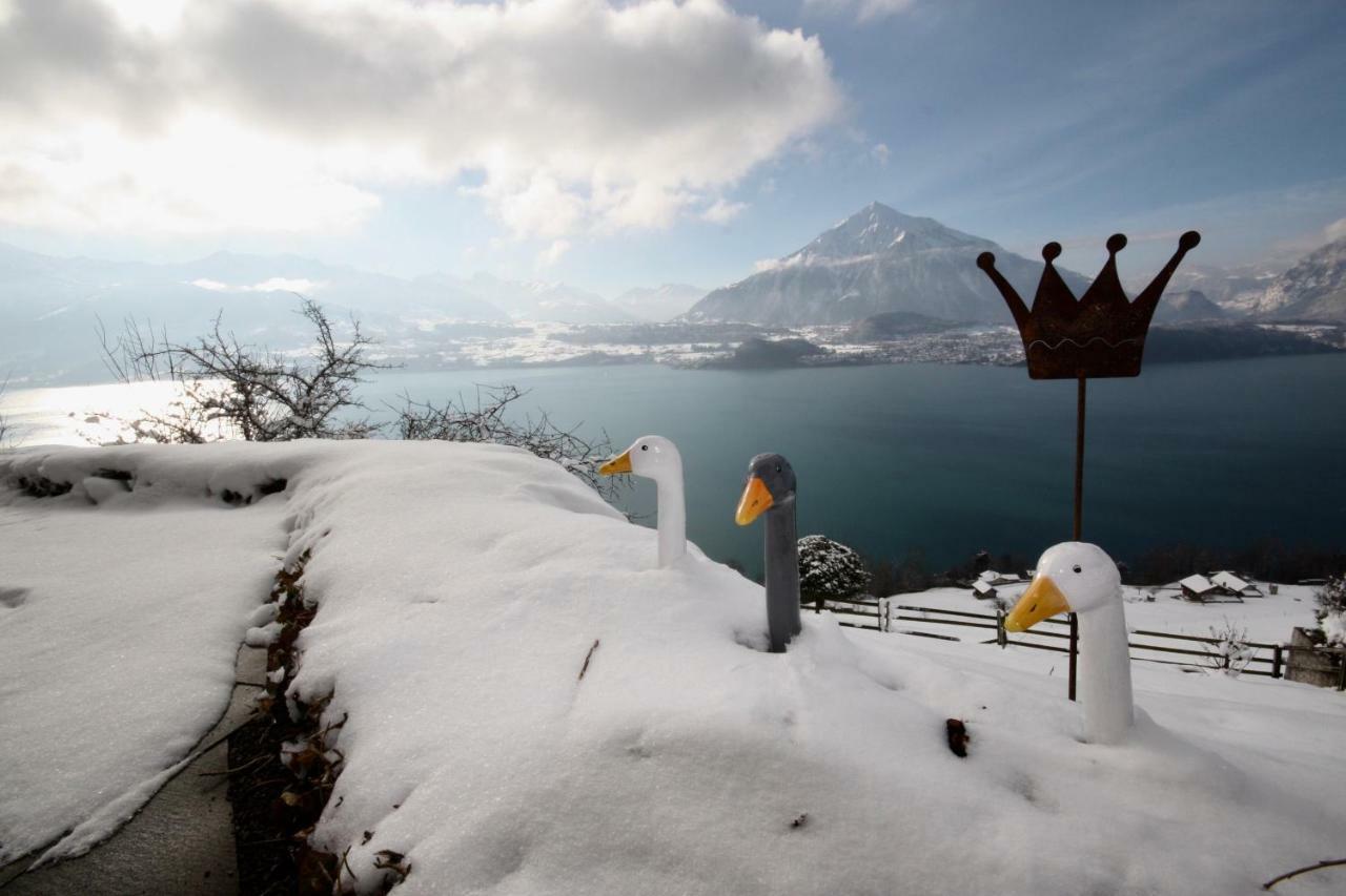 Chalet Egglen "Typical Swiss House, Best Views, Private Jacuzzi" Sigriswil Exterior foto